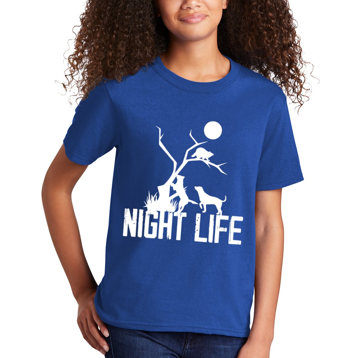 Coon Hound Hunting Night Life Hunting Dog Coon Hunting Funny Gift Kids T-Shirt