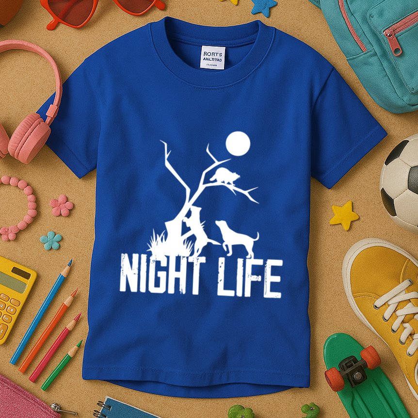 Coon Hound Hunting Night Life Hunting Dog Coon Hunting Funny Gift Kids T-Shirt
