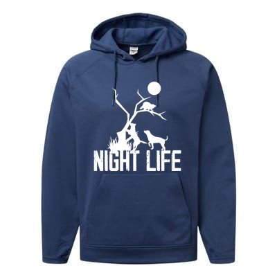 Coon Hound Hunting Night Life Hunting Dog Coon Hunting Funny Gift Performance Fleece Hoodie