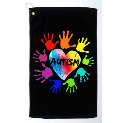 Colorful Heart Hands Autism Awareness Platinum Collection Golf Towel