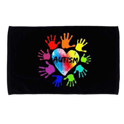 Colorful Heart Hands Autism Awareness Microfiber Hand Towel