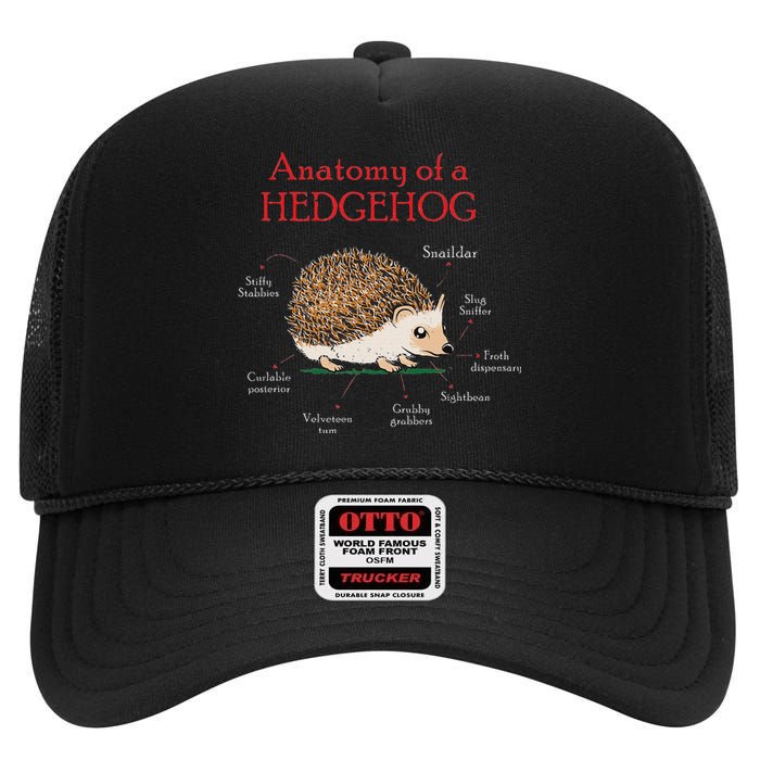 Cute Hedge Hog Animal Anatomy Hedgehog Memes Pet Lover Gift High Crown Mesh Back Trucker Hat