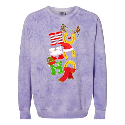 Christmas Ho Ho Ho Reindeer Horseshoes Colorblast Crewneck Sweatshirt