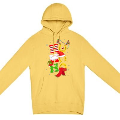 Christmas Ho Ho Ho Reindeer Horseshoes Premium Pullover Hoodie