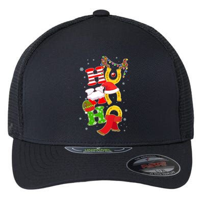 Christmas Ho Ho Ho Reindeer Horseshoes Flexfit Unipanel Trucker Cap