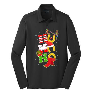 Christmas Ho Ho Ho Reindeer Horseshoes Silk Touch Performance Long Sleeve Polo