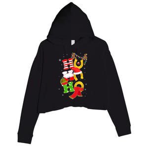 Christmas Ho Ho Ho Reindeer Horseshoes Crop Fleece Hoodie