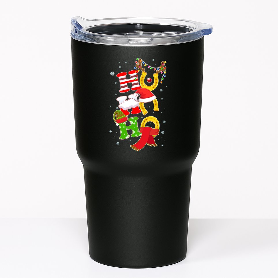 Christmas Ho Ho Ho Reindeer Horseshoes Tumbler