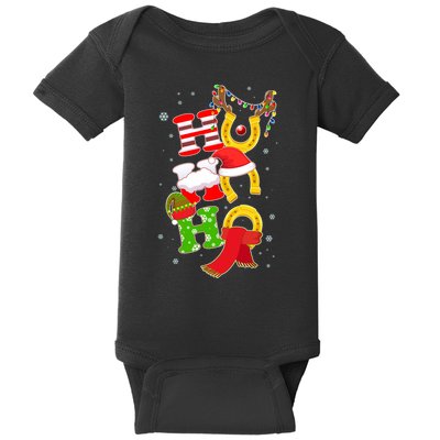 Christmas Ho Ho Ho Reindeer Horseshoes Baby Bodysuit