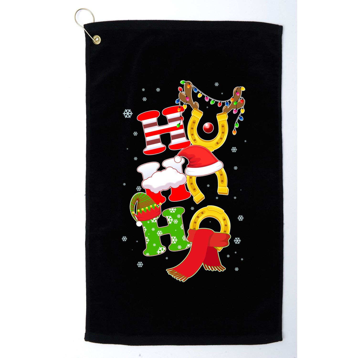 Christmas Ho Ho Ho Reindeer Horseshoes Golf Towel
