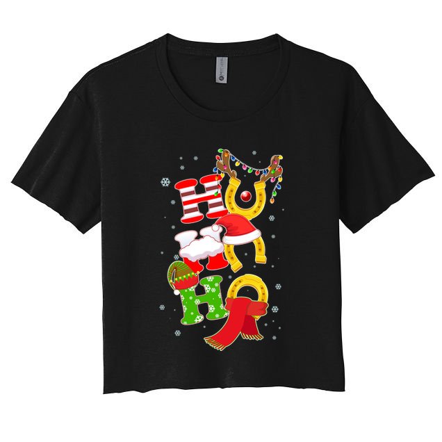 Christmas Ho Ho Ho Reindeer Horseshoes Crop Top