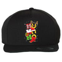 Christmas Ho Ho Ho Reindeer Horseshoes Wool Snapback Cap