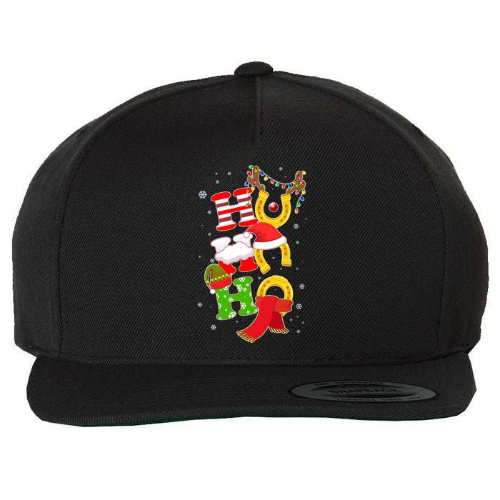 Christmas Ho Ho Ho Reindeer Horseshoes Wool Snapback Cap