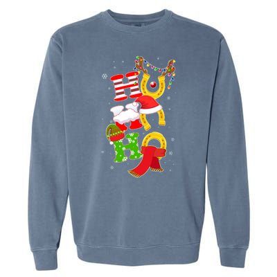 Christmas Ho Ho Ho Reindeer Horseshoes Garment-Dyed Sweatshirt