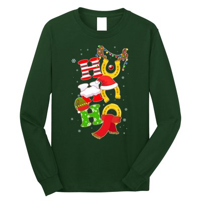 Christmas Ho Ho Ho Reindeer Horseshoes Long Sleeve Shirt