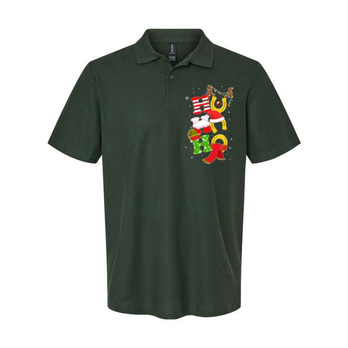 Christmas Ho Ho Ho Reindeer Horseshoes Softstyle Adult Sport Polo