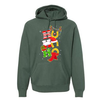 Christmas Ho Ho Ho Reindeer Horseshoes Premium Hoodie