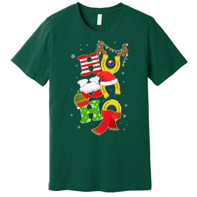 Christmas Ho Ho Ho Reindeer Horseshoes Premium T-Shirt