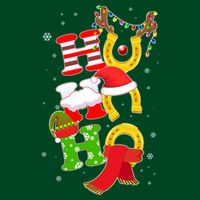 Christmas Ho Ho Ho Reindeer Horseshoes Womens T-Shirt