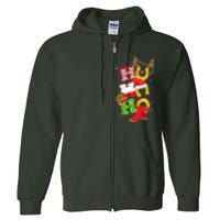 Christmas Ho Ho Ho Reindeer Horseshoes Full Zip Hoodie