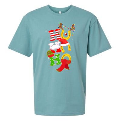 Christmas Ho Ho Ho Reindeer Horseshoes Sueded Cloud Jersey T-Shirt