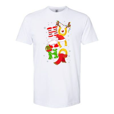 Christmas Ho Ho Ho Reindeer Horseshoes Softstyle CVC T-Shirt