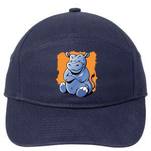 Cartoon Hippopotamus Hippo Cool Gift 7-Panel Snapback Hat