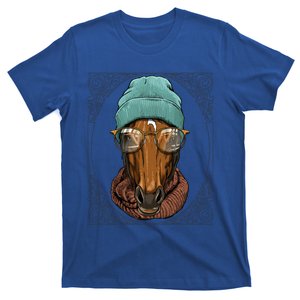 Cool Hipster Horse Animal Wearing Glasses Horse Lover Cow Gift T-Shirt