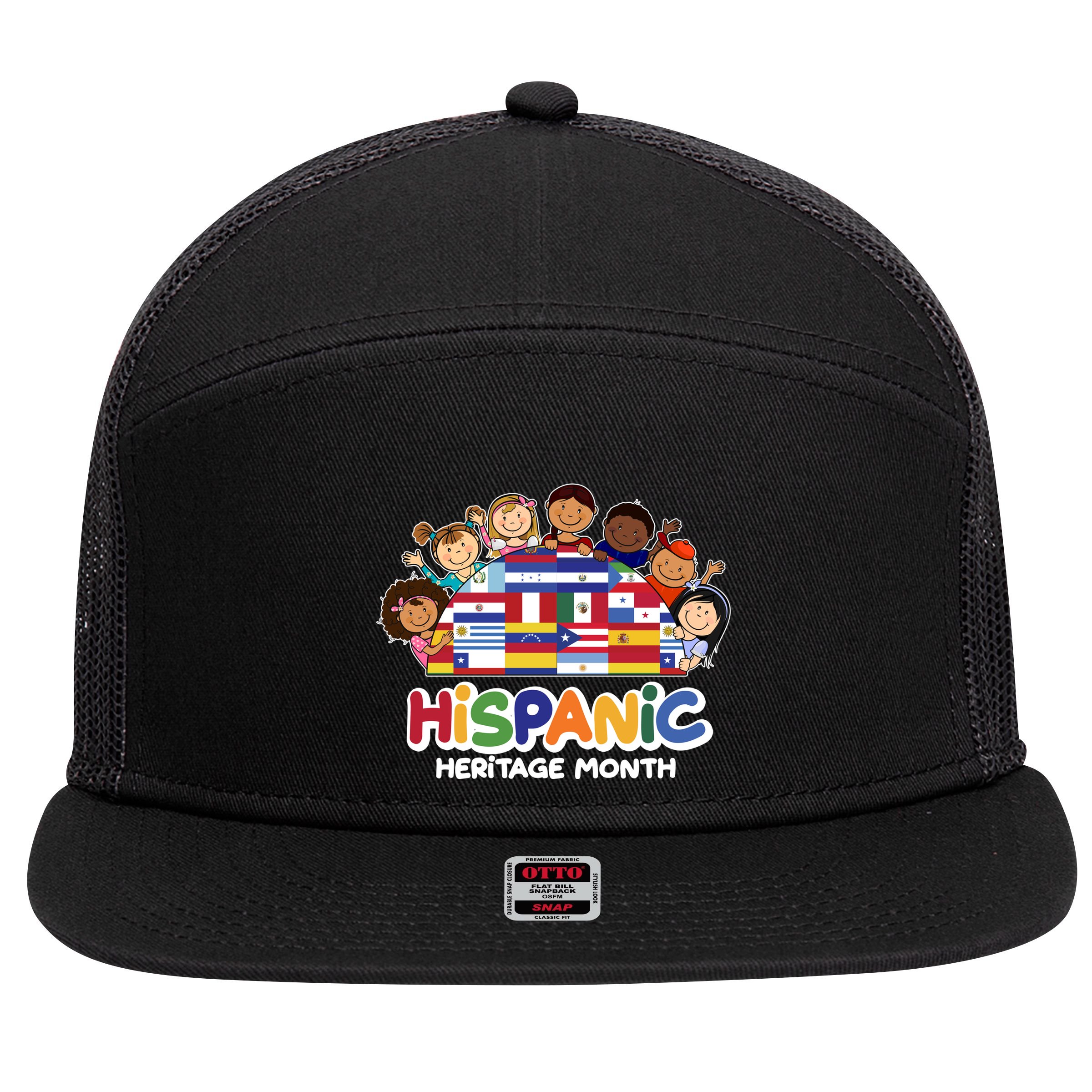 Cute Hispanic Heritage Month 7 Panel Mesh Trucker Snapback Hat