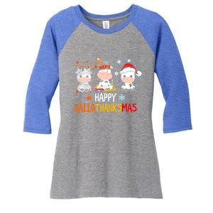 Cow Halloween Happy Hallothanksmas Great Gift Women's Tri-Blend 3/4-Sleeve Raglan Shirt