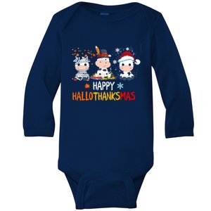 Cow Halloween Happy Hallothanksmas Great Gift Baby Long Sleeve Bodysuit