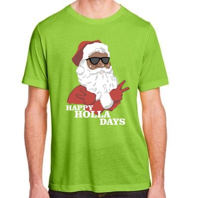 Christmas Happy Holla Days African American Santa Gift Adult ChromaSoft Performance T-Shirt