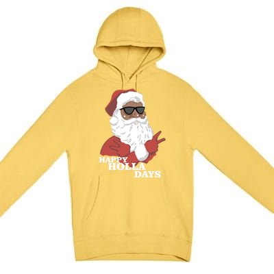 Christmas Happy Holla Days African American Santa Gift Premium Pullover Hoodie