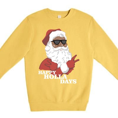 Christmas Happy Holla Days African American Santa Gift Premium Crewneck Sweatshirt