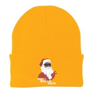 Christmas Happy Holla Days African American Santa Gift Knit Cap Winter Beanie