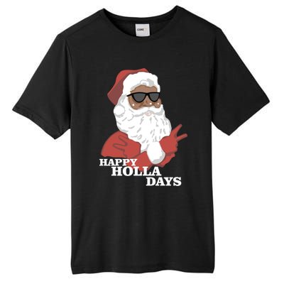 Christmas Happy Holla Days African American Santa Gift Tall Fusion ChromaSoft Performance T-Shirt