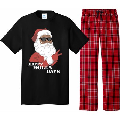 Christmas Happy Holla Days African American Santa Gift Pajama Set