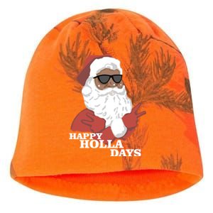 Christmas Happy Holla Days African American Santa Gift Kati - Camo Knit Beanie