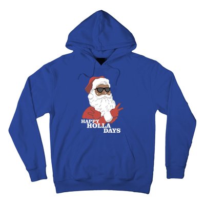 Christmas Happy Holla Days African American Santa Gift Hoodie