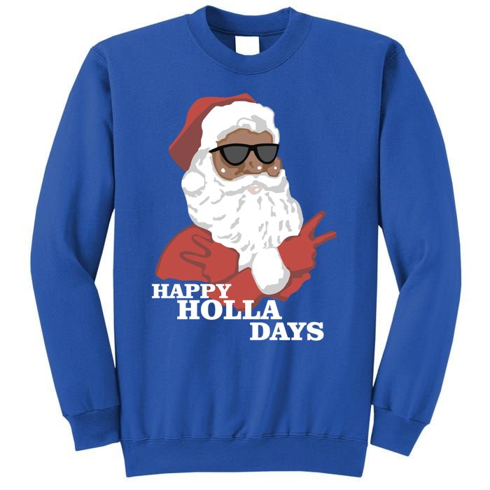 Christmas Happy Holla Days African American Santa Gift Sweatshirt