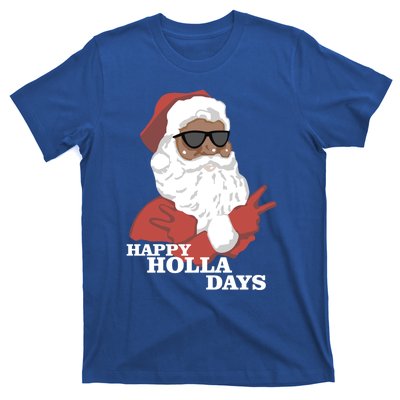 Christmas Happy Holla Days African American Santa Gift T-Shirt