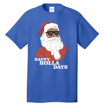 Christmas Happy Holla Days African American Santa Gift Tall T-Shirt