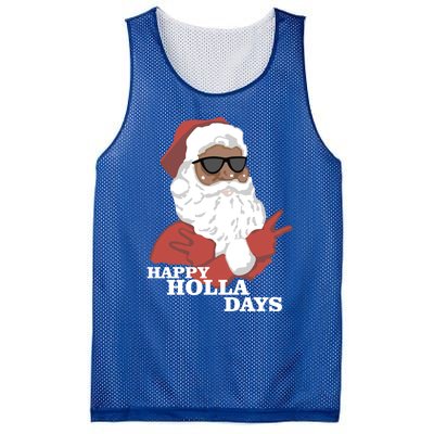 Christmas Happy Holla Days African American Santa Gift Mesh Reversible Basketball Jersey Tank