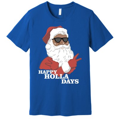 Christmas Happy Holla Days African American Santa Gift Premium T-Shirt