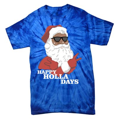 Christmas Happy Holla Days African American Santa Gift Tie-Dye T-Shirt