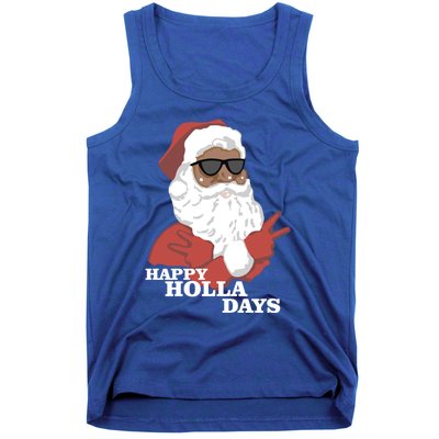 Christmas Happy Holla Days African American Santa Gift Tank Top