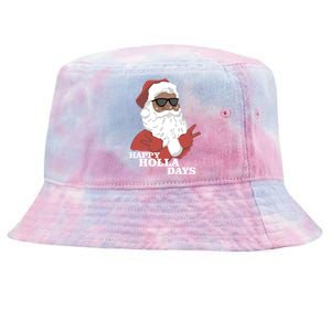 Christmas Happy Holla Days African American Santa Gift Tie-Dyed Bucket Hat