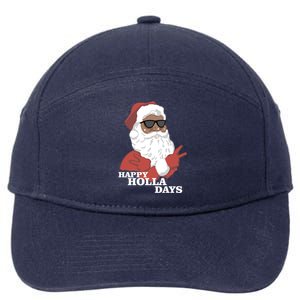 Christmas Happy Holla Days African American Santa Gift 7-Panel Snapback Hat