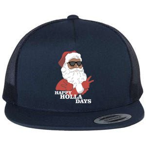 Christmas Happy Holla Days African American Santa Gift Flat Bill Trucker Hat