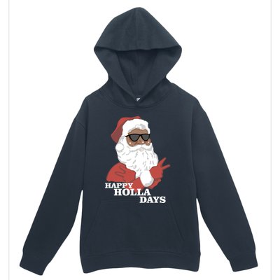 Christmas Happy Holla Days African American Santa Gift Urban Pullover Hoodie